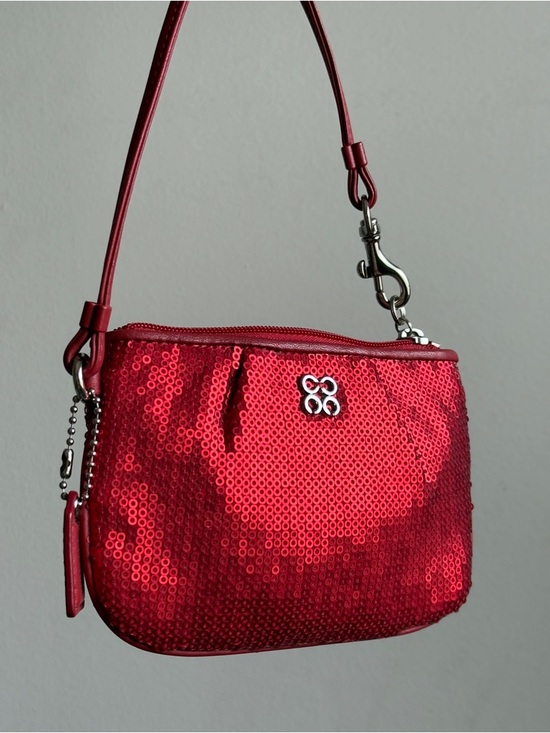 Coach Handbags - Coach Red Sequin Wristlet Y2K Mini Bag